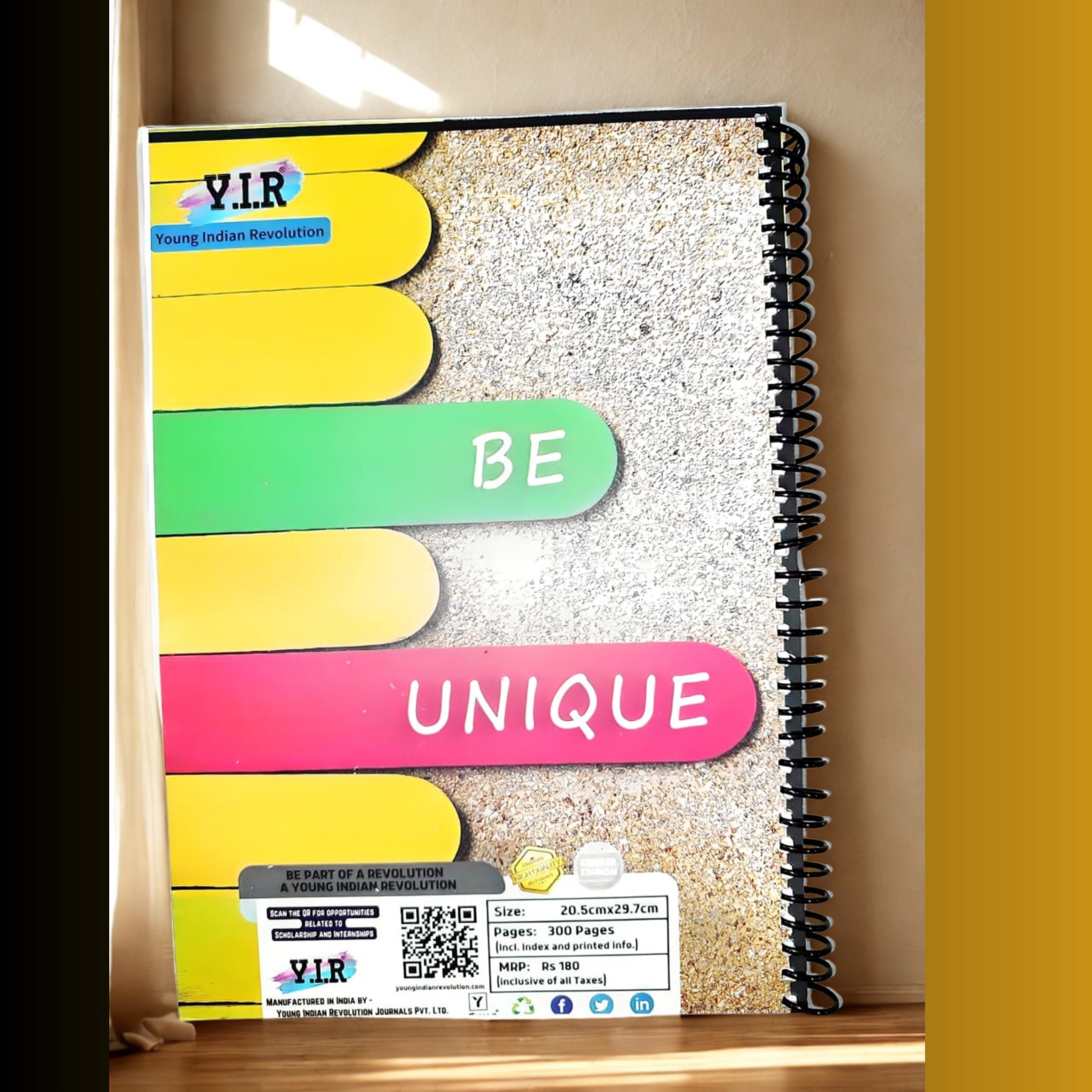 Y.I.R A4 Spiral Notebook – 300 Pages, Ruled – Made in India – Durable Wiro Binding (Pack of 4)