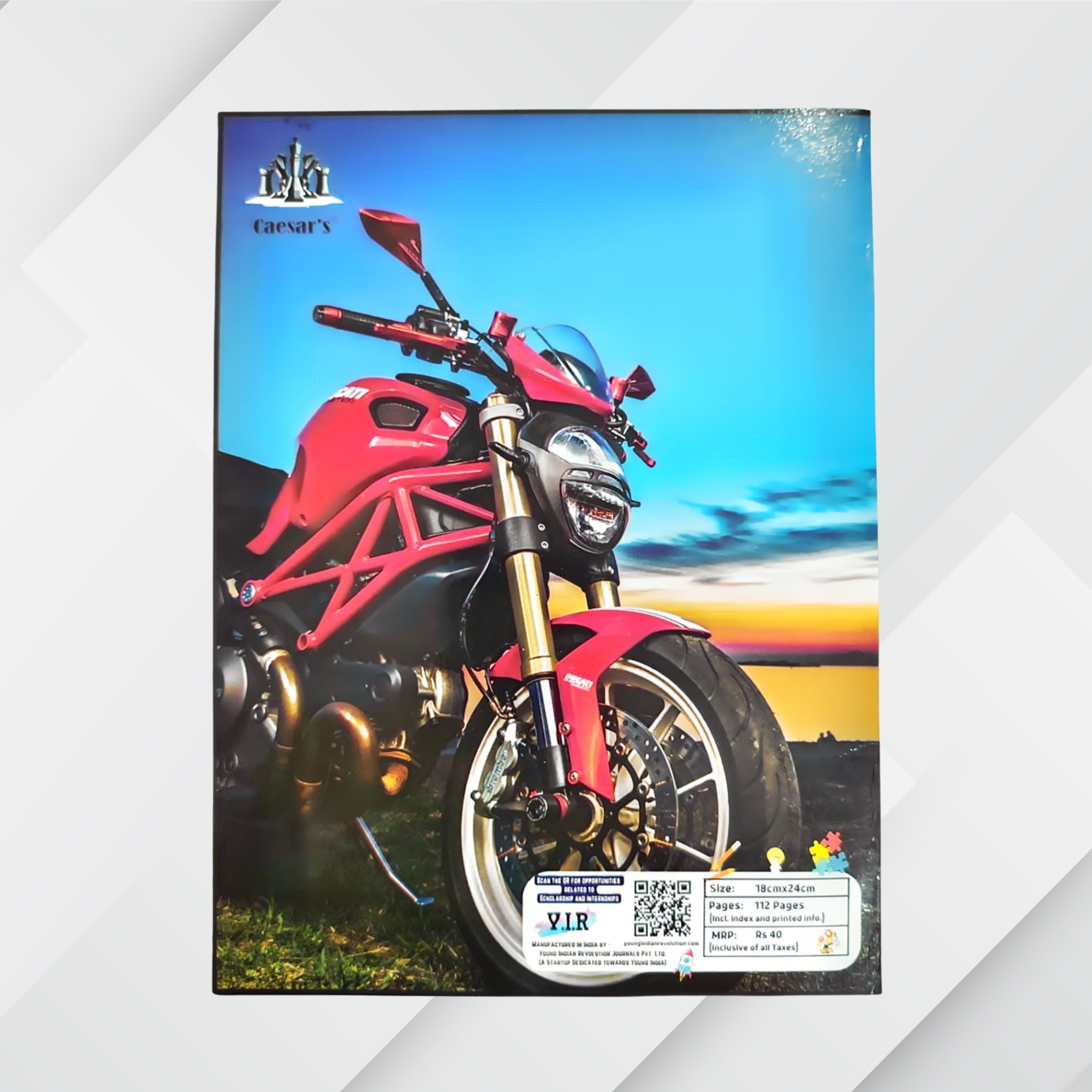 Motorcycle Rider Premium Notebook – 176 Pages (Pack of 6, Large 18x24cm, YIR Stationery)