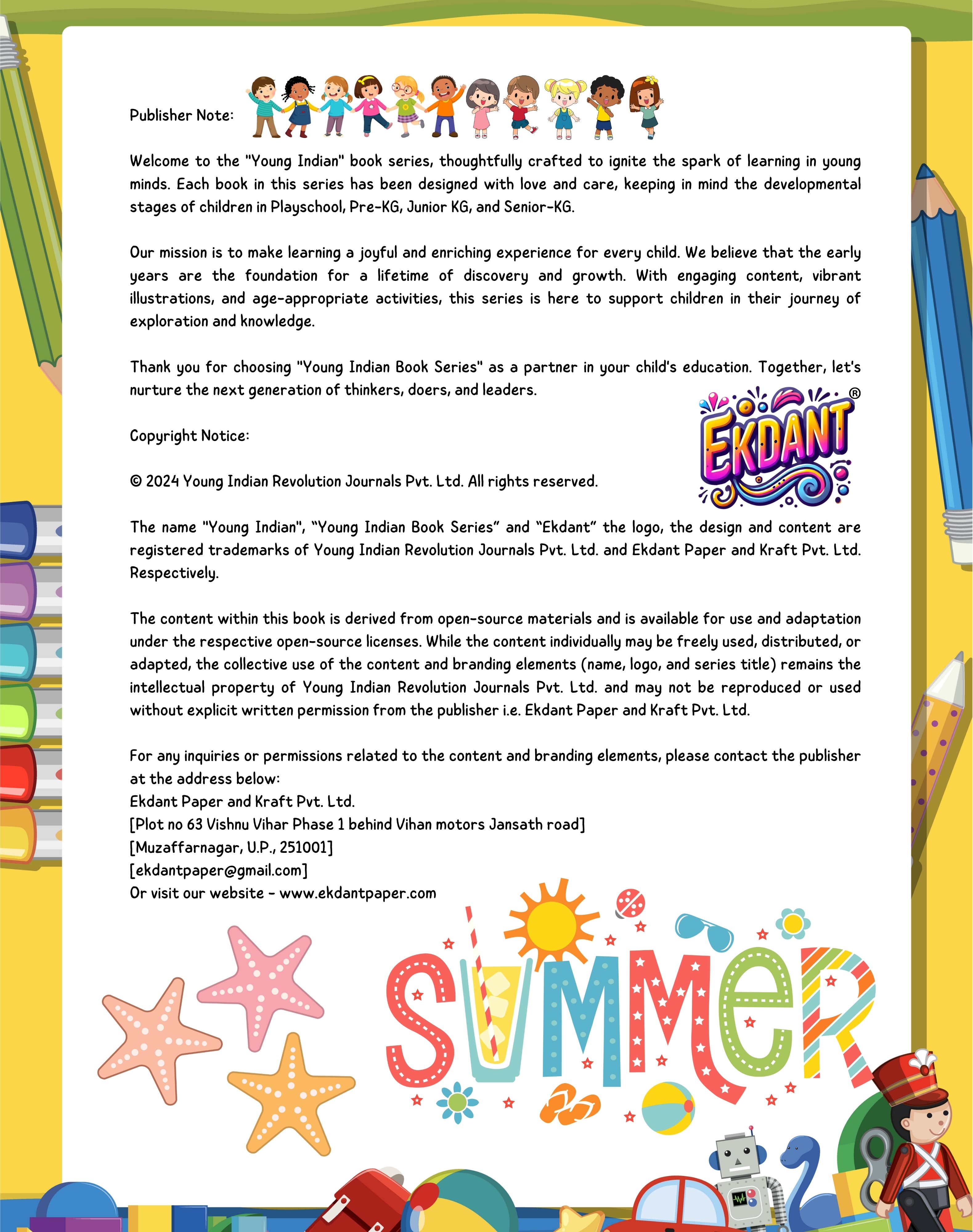 Summer Homework – Making Learning Fun With Tables (UKG)