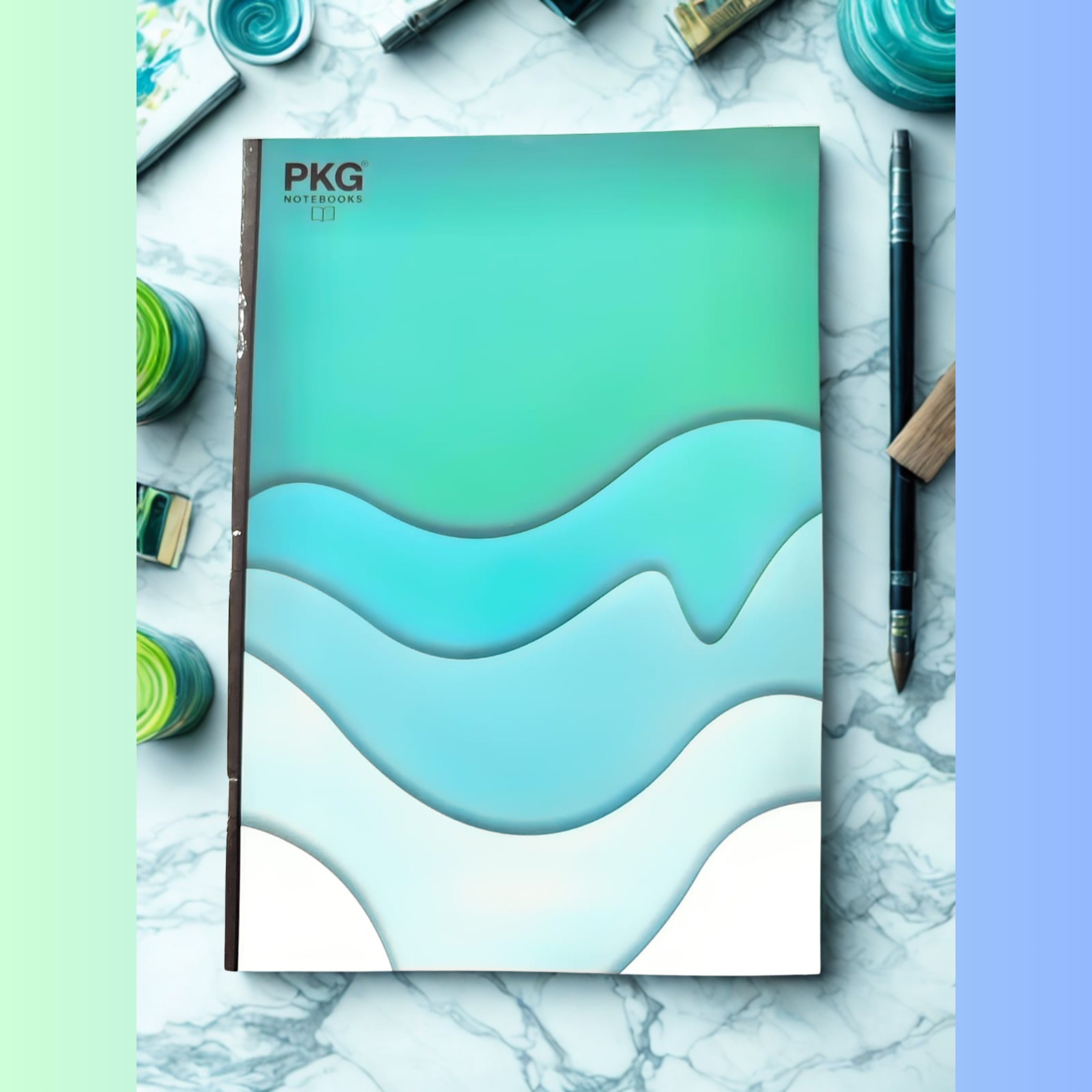 Young indian PKG Notebooks Registers Designer Collection, 20.5 cm x 29.7 cm, 240 Pages, Geometric Wave Pattern (Pack of 6)