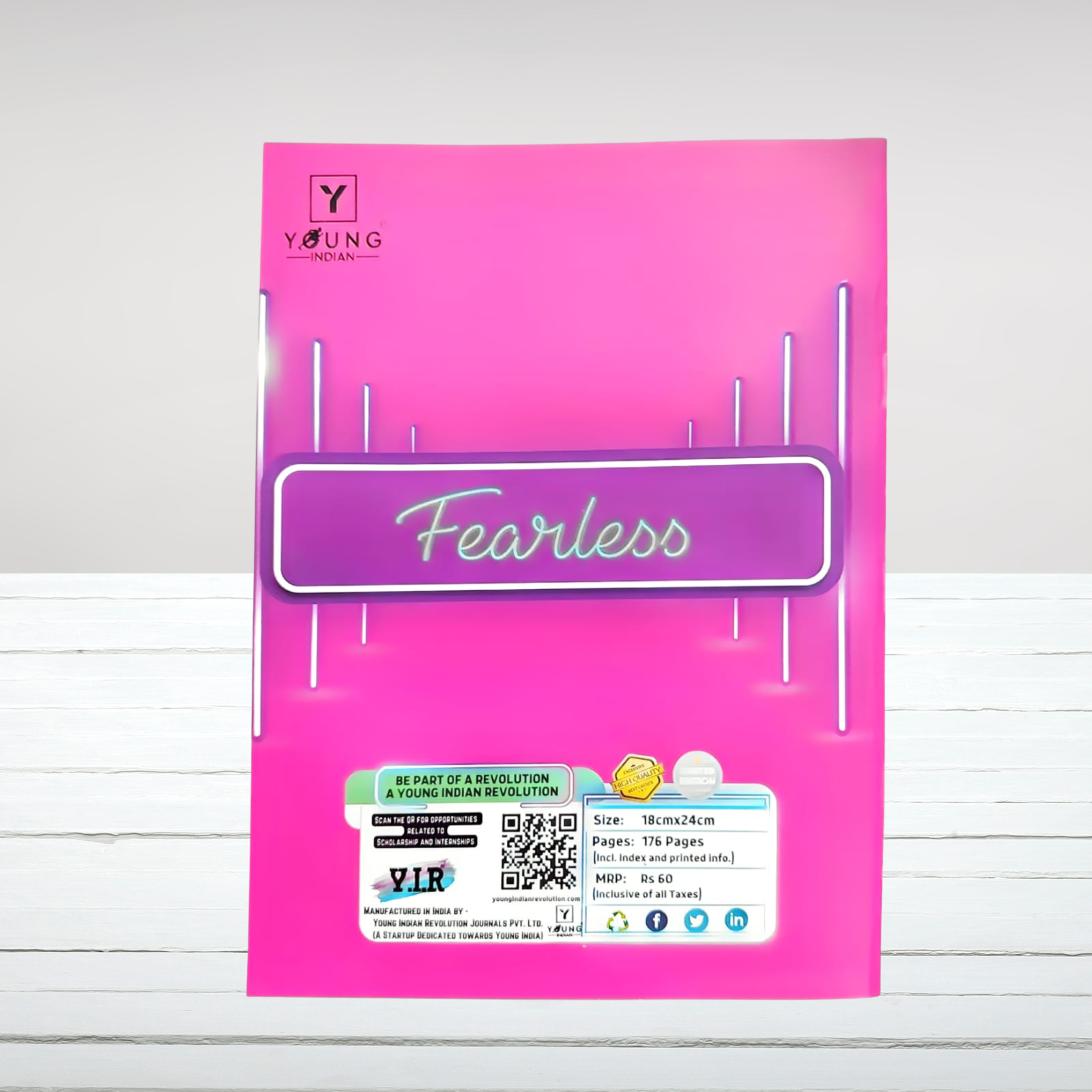 YIR Vibrant Neon Motivational Notebook Pack – Set of 4 (A4, 176 Pages, Large, Assorted Designs)