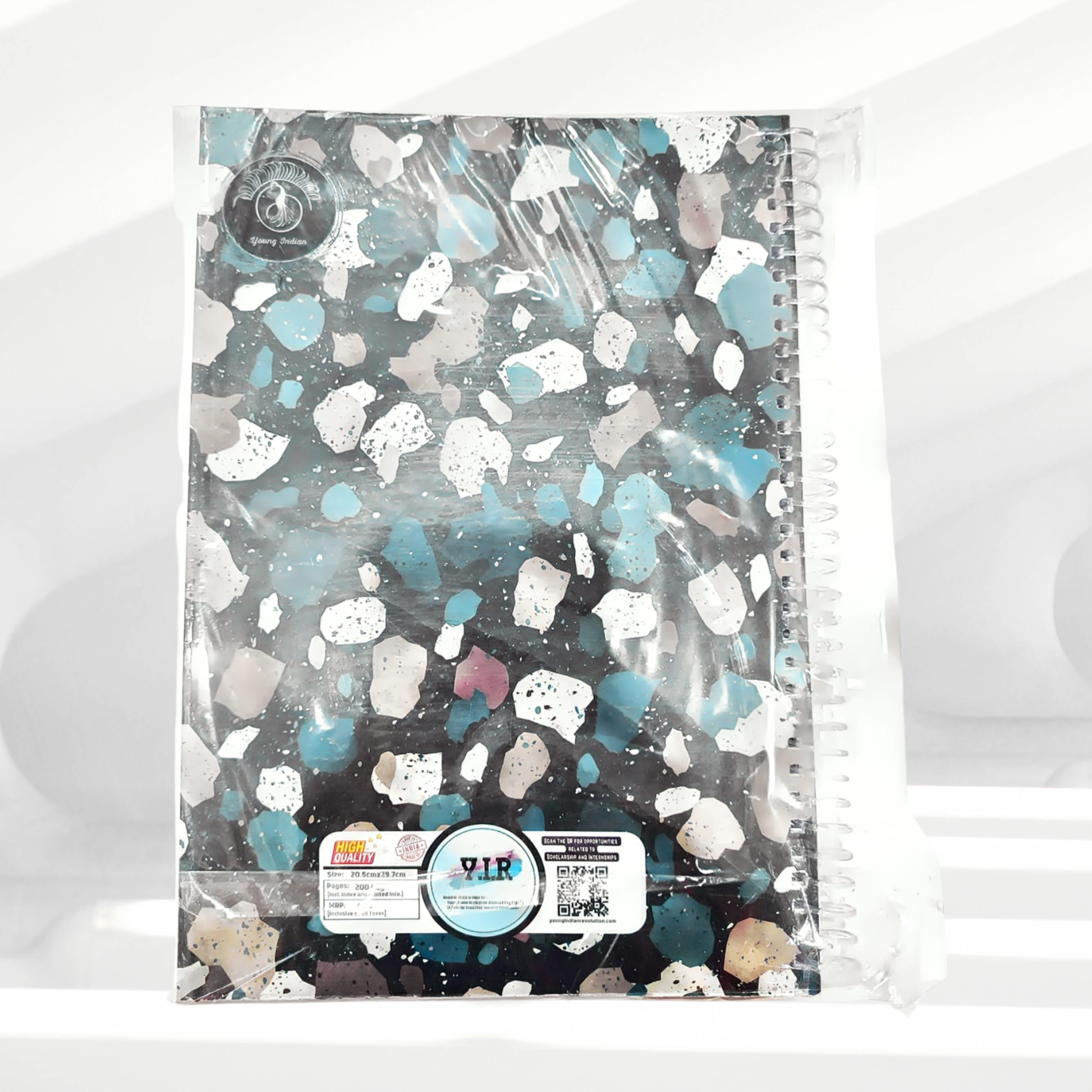 YIR Geometric & Terrazzo Spiral Notebook Pack – Set of 6 | A4 | 200 Pages | Mixed Modern Designs