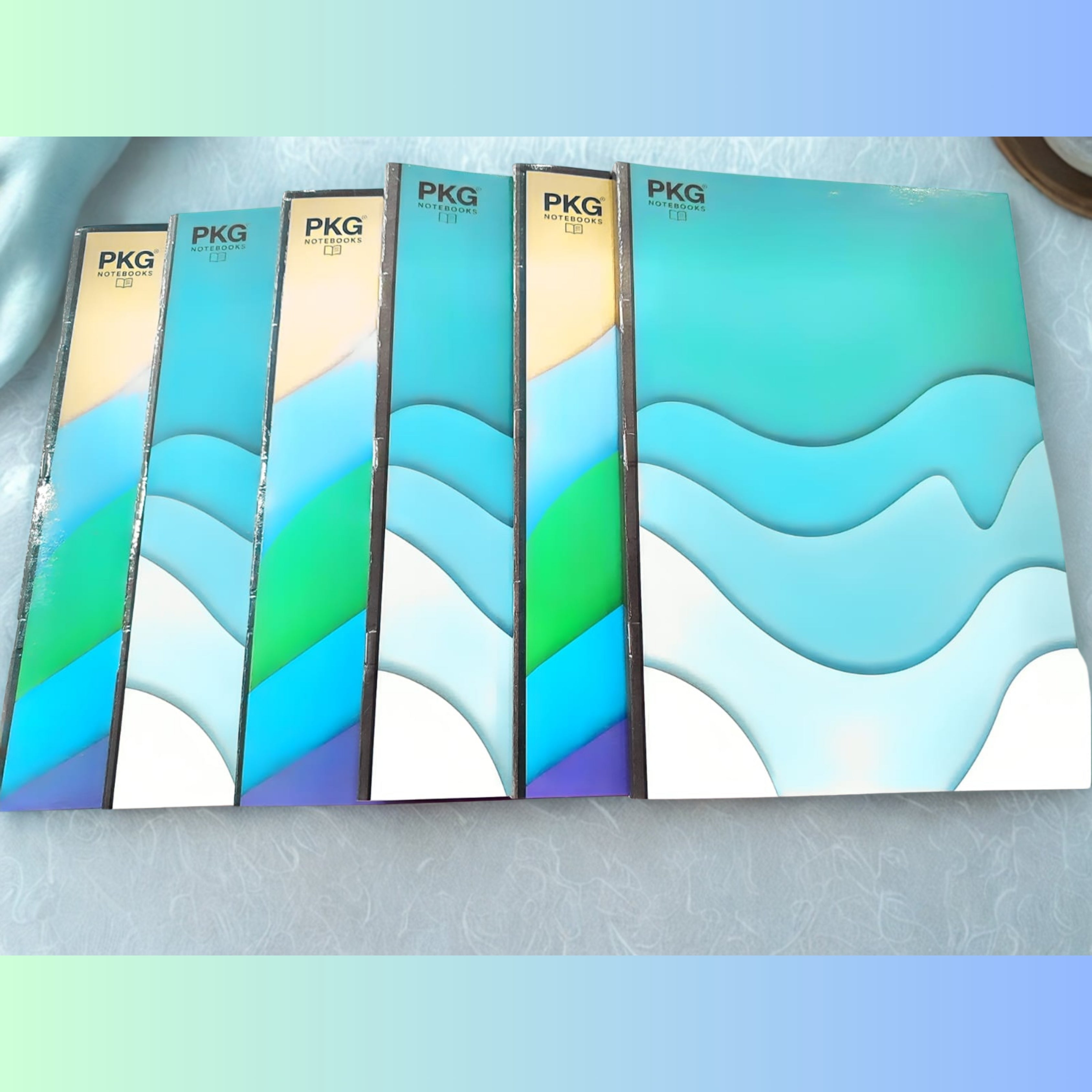 Young indian PKG Notebooks Registers Designer Collection, 20.5 cm x 29.7 cm, 240 Pages, Geometric Wave Pattern (Pack of 6)
