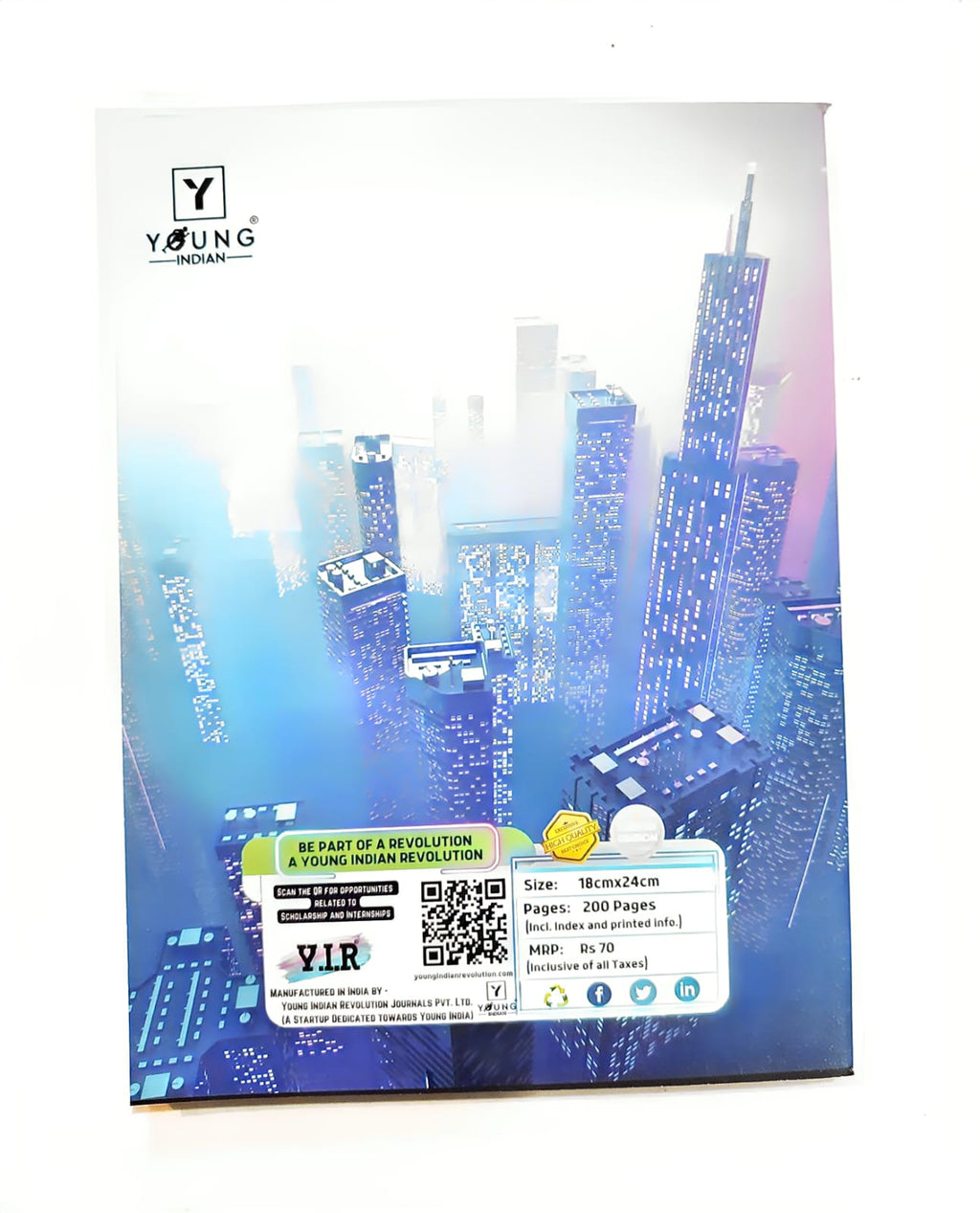 Y.I.R City Pop Series Notebook 18×24 cm | 200 Pages Softbound | Pastel Neon Urban Covers