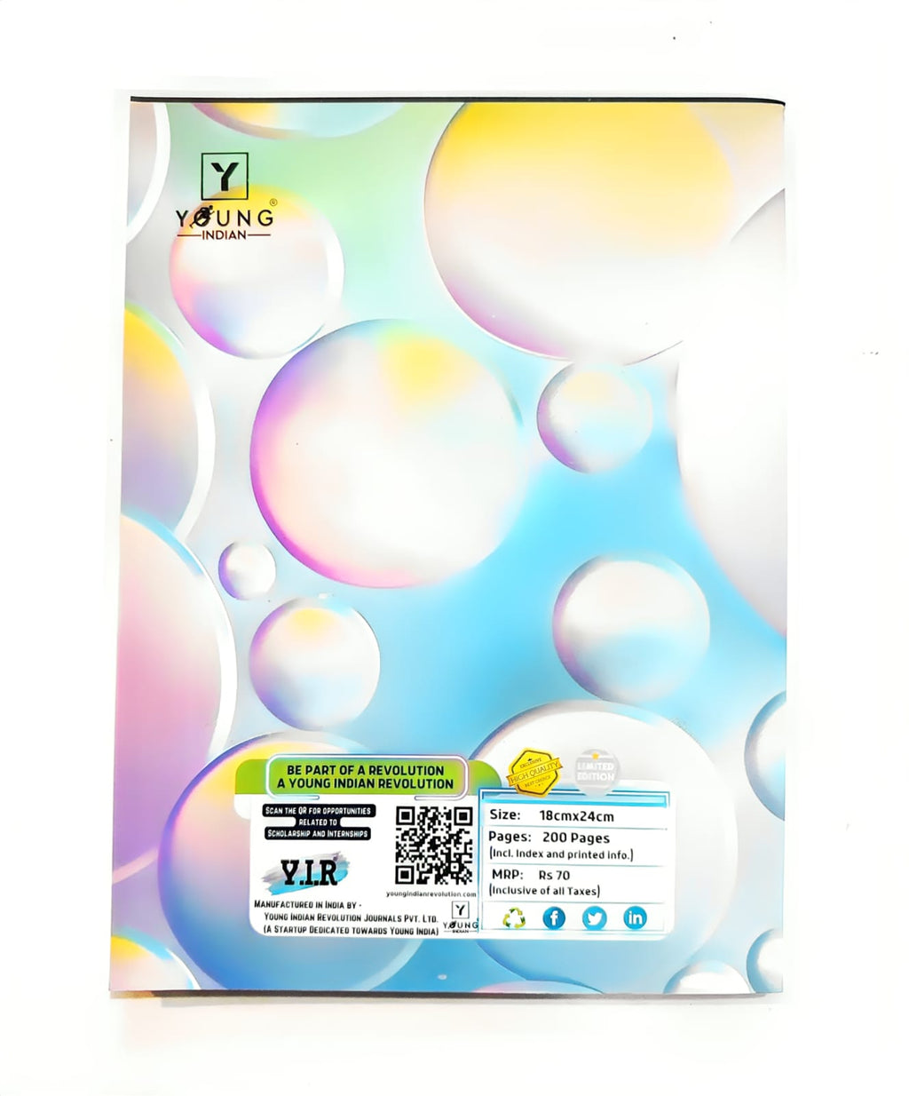 Y.I.R City Pop Series Notebook 18×24 cm | 200 Pages Softbound | Pastel Neon Urban Covers