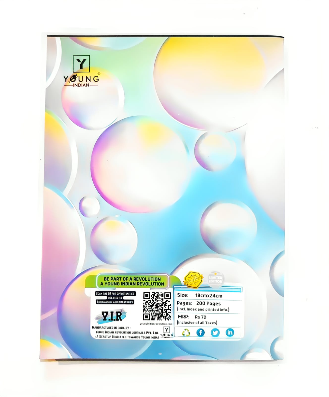 Y.I.R City Pop Series Notebook 18×24 cm | 200 Pages Softbound | Pastel Neon Urban Covers