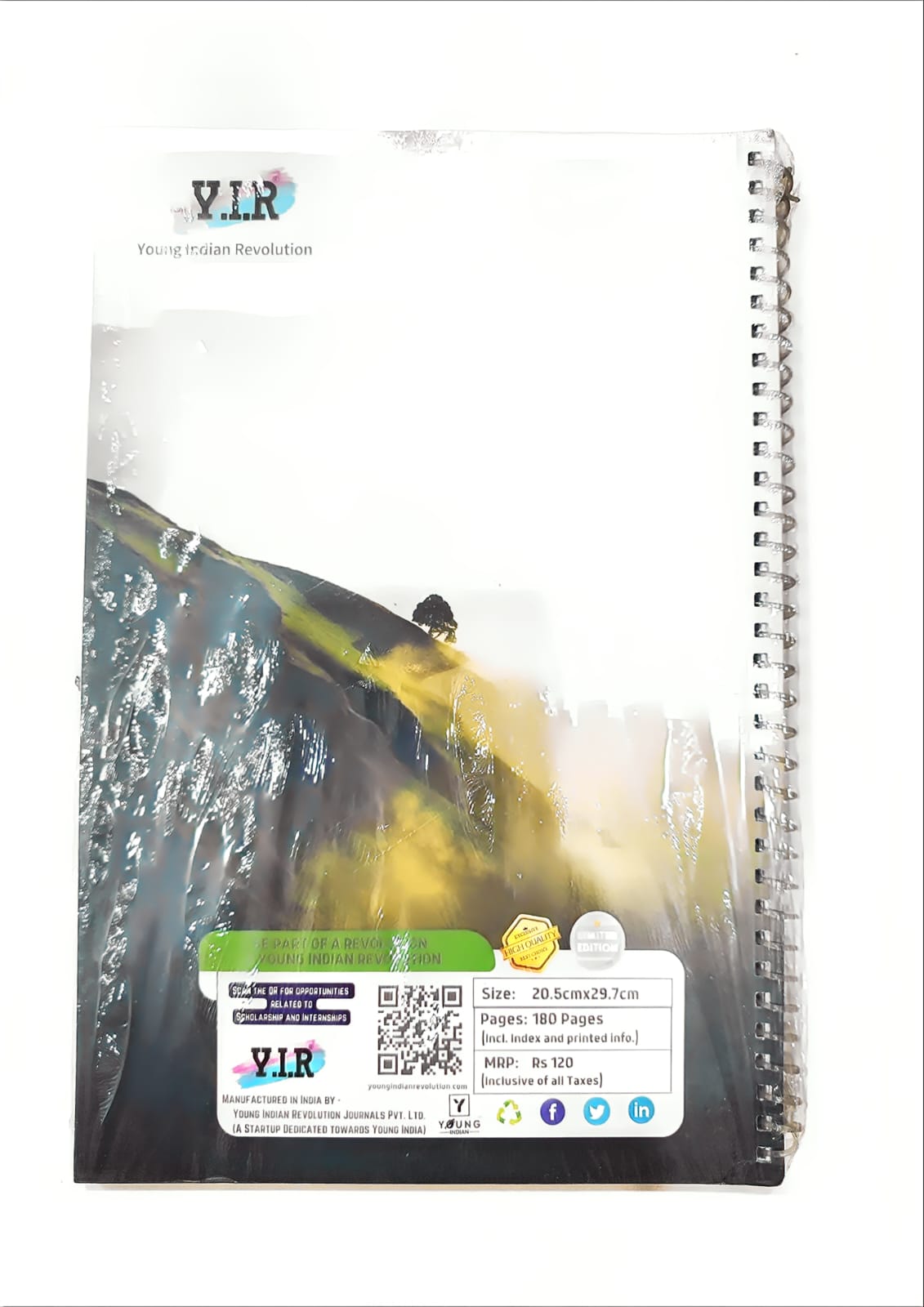 Y.I.R Landscape Series A4 Spiral Register | 180 Pages Premium Notebook for School, College & Office