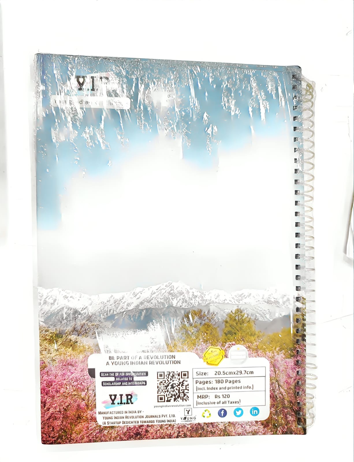 Y.I.R Landscape Series A4 Spiral Register | 180 Pages Premium Notebook for School, College & Office